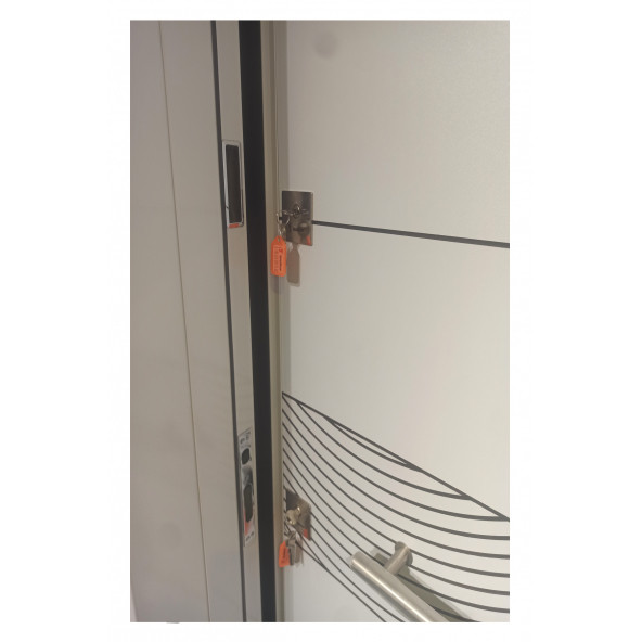 TEZ-1537 Beyaz Renk Statik Kasalı Desenli Düz Model Daire Kapısı, Çelik Kapı, Villa Kapısı - 4