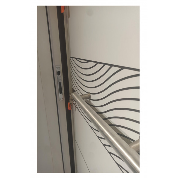 TEZ-1537 Beyaz Renk Statik Kasalı Desenli Düz Model Daire Kapısı, Çelik Kapı, Villa Kapısı - 5