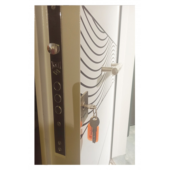 TEZ-1537 Beyaz Renk Statik Kasalı Desenli Düz Model Daire Kapısı, Çelik Kapı, Villa Kapısı - 6