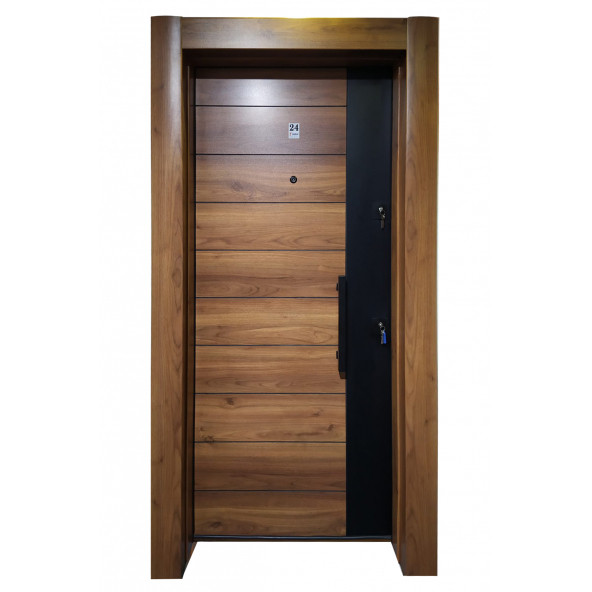 3553 Ahşap Kaplama Kasa Düz Model Daire Kapısı, Çelik Kapı, Villa Kapısı