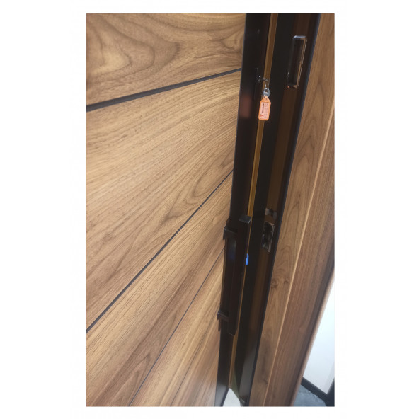 3553 Ahşap Kaplama Kasa Düz Model Daire Kapısı, Çelik Kapı, Villa Kapısı - 3