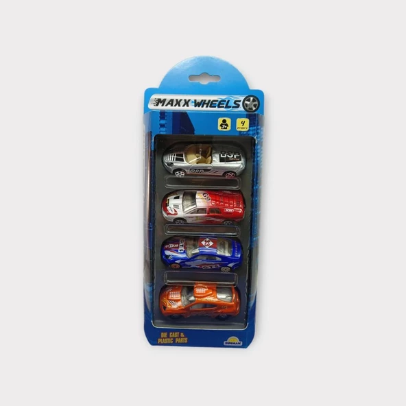 Maxx Wheels 4 lü Metal Araç Seti - Spor Araba - 4