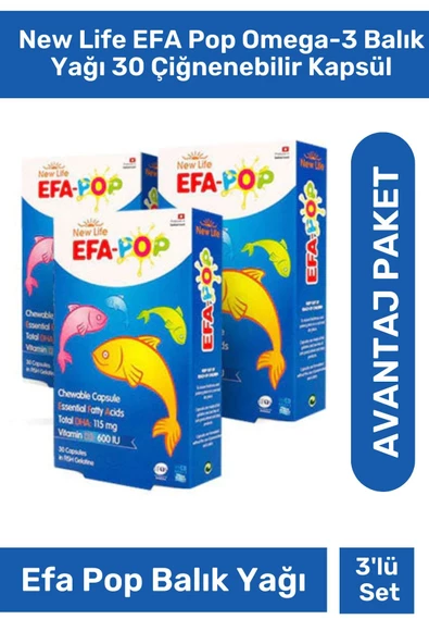 New Life Efa Pop Omega-3 Balık Yağı 30 Çiğnenebilir Kapsül 3'lü Paket ürün görseli 1