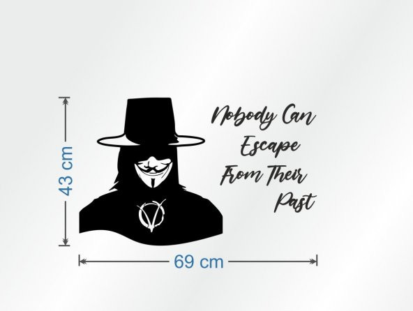 V For Vendetta V2 Ahşap Dekor Duvar Yazısı - 4