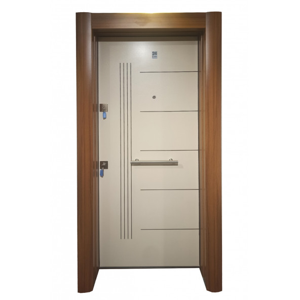 3651 Ahşap Kaplama Düz Model Çelik Kapı, Daire Kapısı, Villa Kapısı
