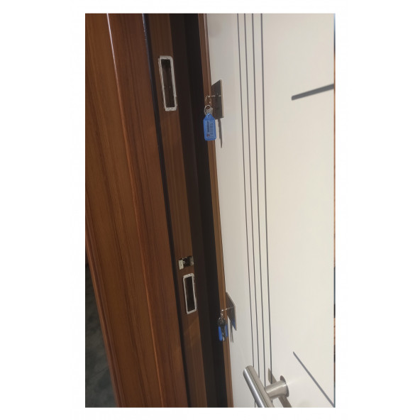 3651 Ahşap Kaplama Düz Model Çelik Kapı, Daire Kapısı, Villa Kapısı - 4