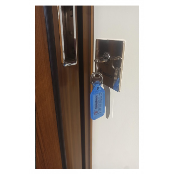 3651 Ahşap Kaplama Düz Model Çelik Kapı, Daire Kapısı, Villa Kapısı - 5