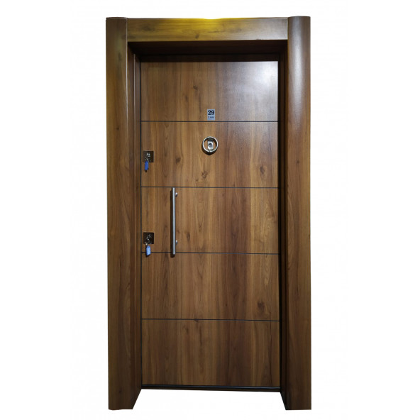 Ahşap Kaplama Düz Model Çelik Kapı, Daire Kapısı, Villa Kapısı - 1