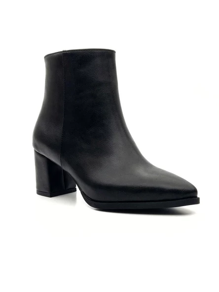 Potinonline 1445 Kadın Kalın Topuk Sivri Burun Kısa Bot - 6