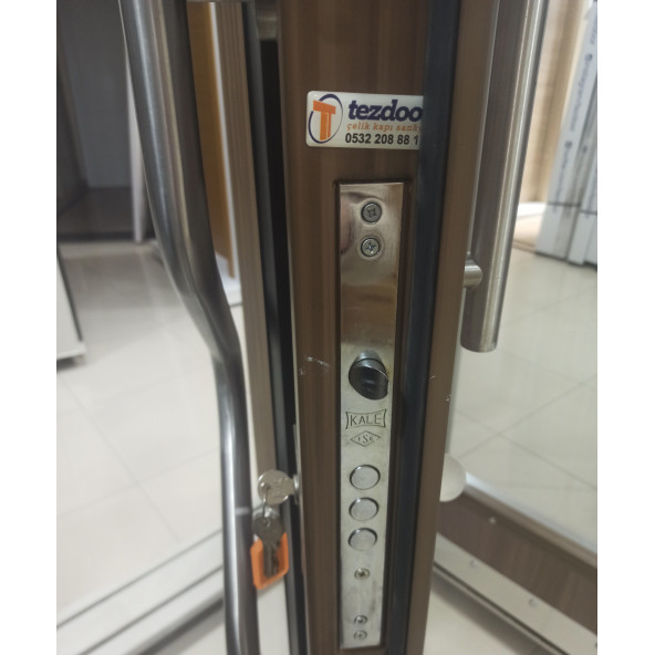TEZ-0163 Eskitme Kasalı Düz Model Apartman Girişi Çelik Kapı, Dış Mekan Apartman Kapısı - 2