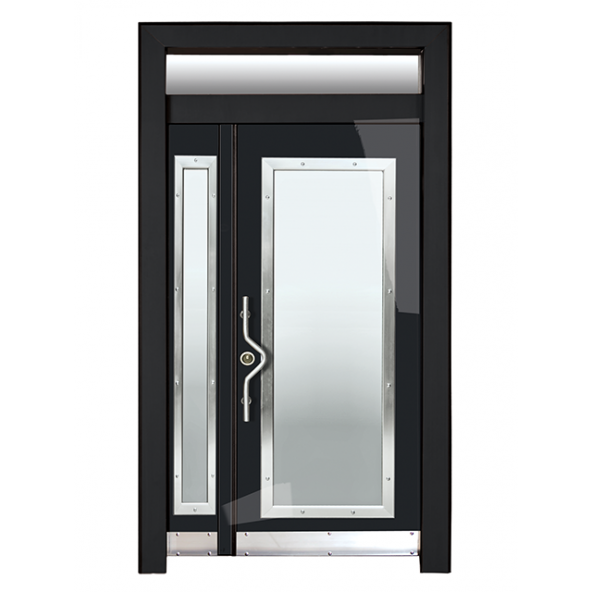 TEZ-0144 Statik Siyah Kasalı Düz Model Apartman Giriş Kapısı, Dış Mekan Kapısı, Villa Kapısı