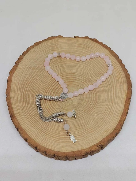 Pembe Kuvars Taşı 33lük Tesbih 6mm (1254) - Resim 4
