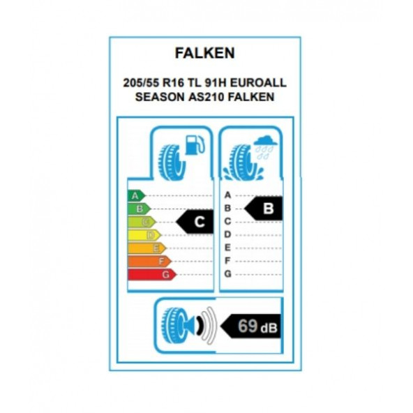 FALKEN 205/55 R16 TL 91H EUROALL SEASON AS210 2020-2021 ÜRETİMİ - 2