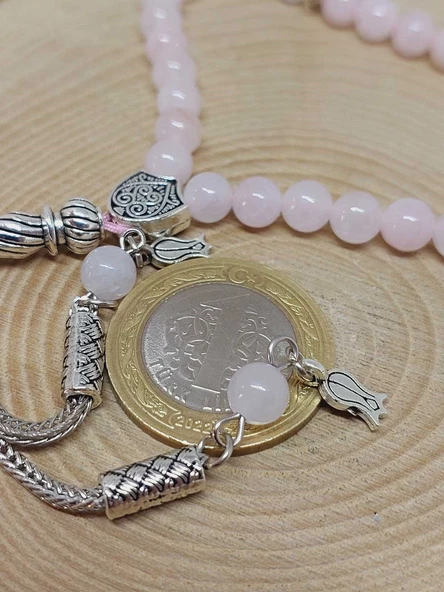 Pembe Kuvars Taşı 33lük Tesbih 6mm (1254) - Resim 3