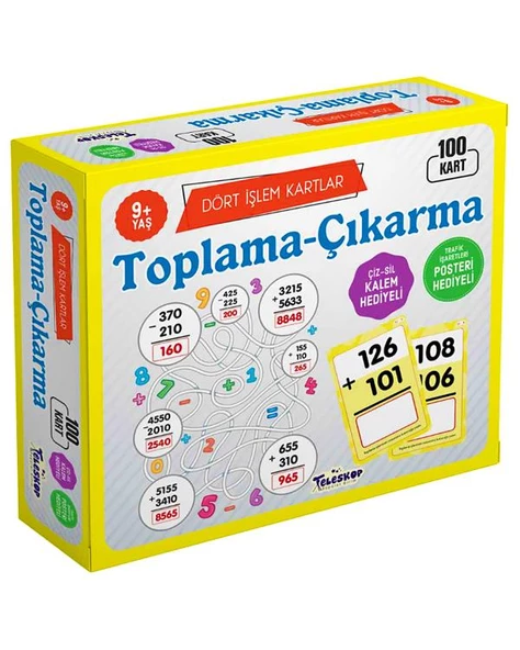 9 Yaş Toplama ve Çıkarma Dört İşlem Kartlar Teleskop Popüler Bilim