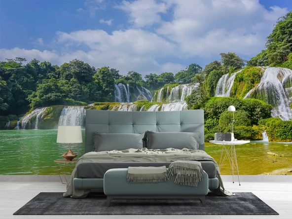 Nehir ve Şelale Manzaralı Duvar Kağıdı - Resim 2