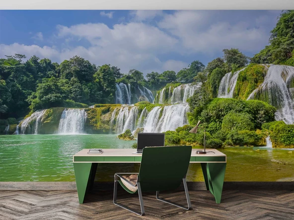 Nehir ve Şelale Manzaralı Duvar Kağıdı - Resim 4