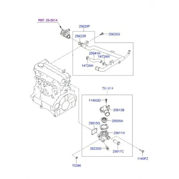 Devirdaim Su Borusu Accent Blue 2011-  / İ-20 / İ-30 / Ceed / Rio / Soul 1.4 Dizel - Resim 2
