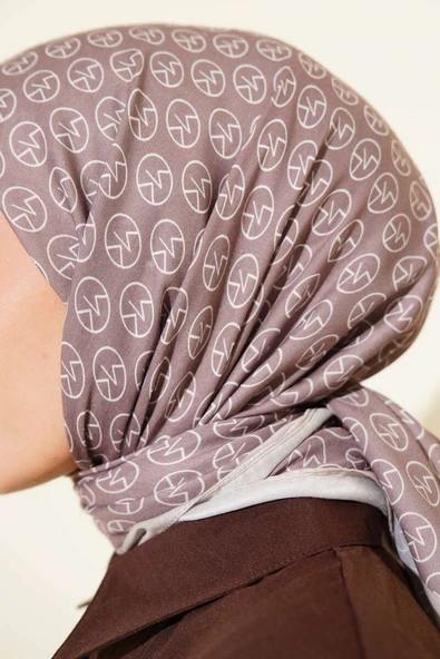 MK Desen Soft Eşarp Koyu Vizon - Resim 4