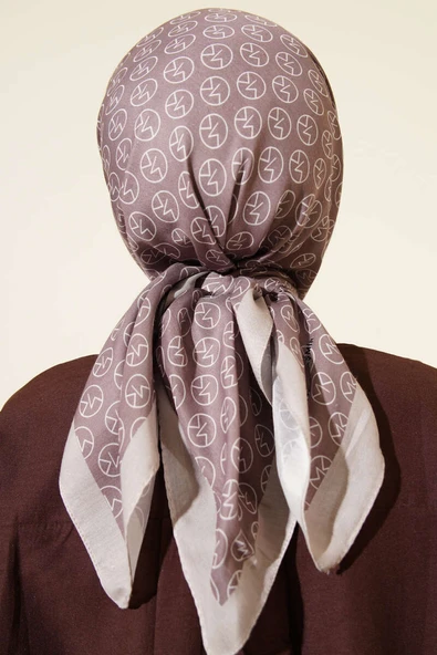 MK Desen Soft Eşarp Koyu Vizon - Resim 3