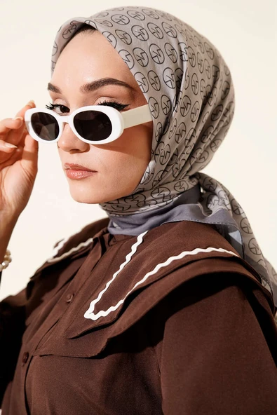 MK Desen Soft Eşarp Füme - Resim 3