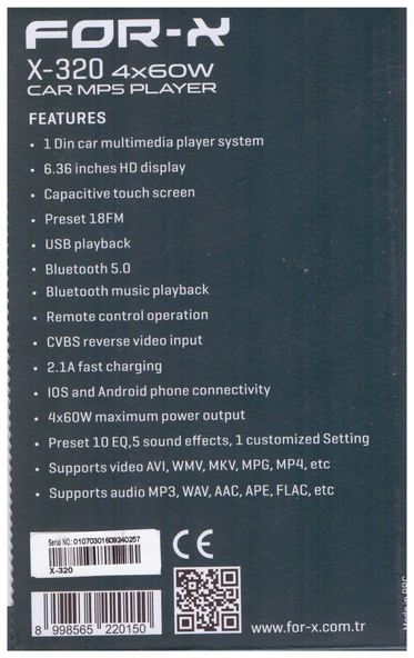 FOR-X X-320 6.36'' Double Carplay Android Auto Multimedya Teyp Geri Görüş Kamerası Hediyeli - 6