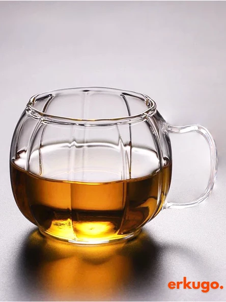 6 Adet Borosilikat Sunum Bardağı, Kahve Bardağı, Isı Dayanıklı Kulplu Meşrubat Bardağı (450 ml) Civelek - 4