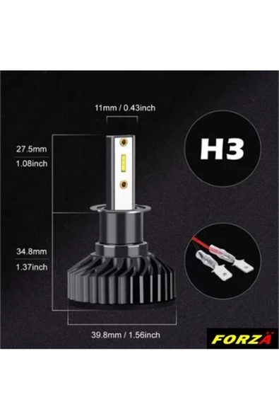 Ampul H3 Led Xenon Csp Tip Mini Led Forza-lhp03