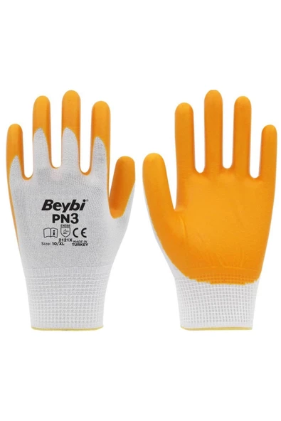 Beybi Pn3 Nitril Sarı Iş Eldiveni No:9 ( 3 Çift )