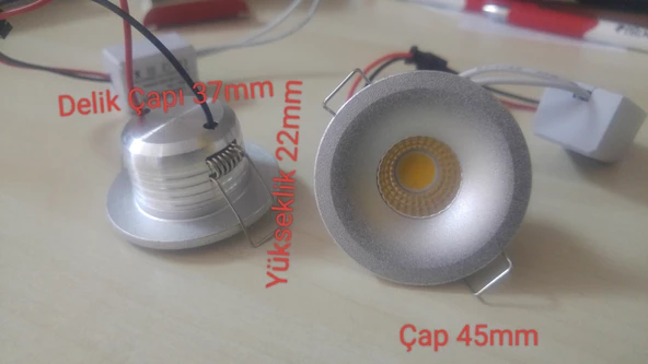 5W Mini Led Spot Gümüş Renk Kasa 45mm Genişlik - 3