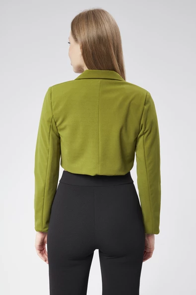VıoShıne Kadın Scuba Kumaş Crop Ceket - 5