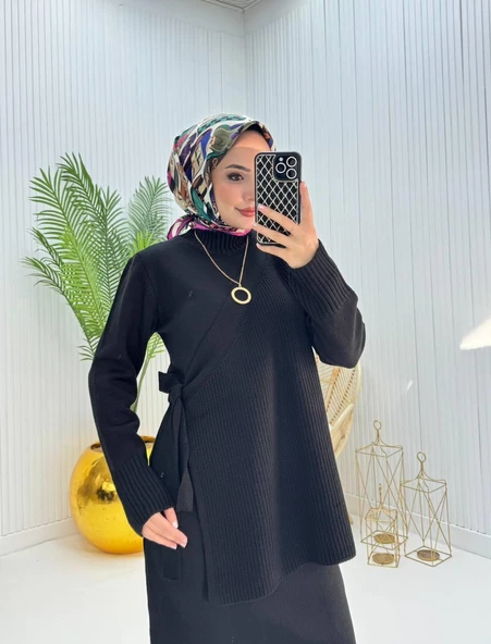 VıoShıne Kadın Yelekli Triko Elbise - 3