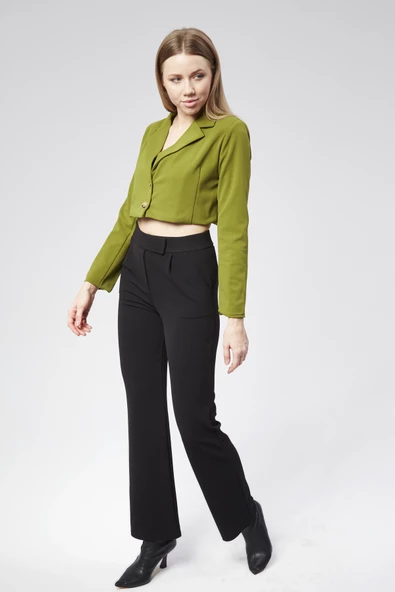 VıoShıne Kadın Scuba Kumaş Crop Ceket - 2