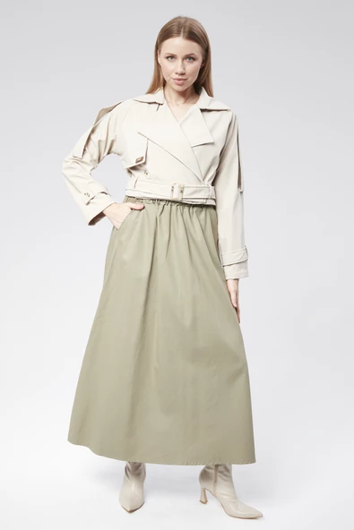 VıoShıne Kadın Soft Kumaş Kruveza Kemerli Crop Ceket - 2