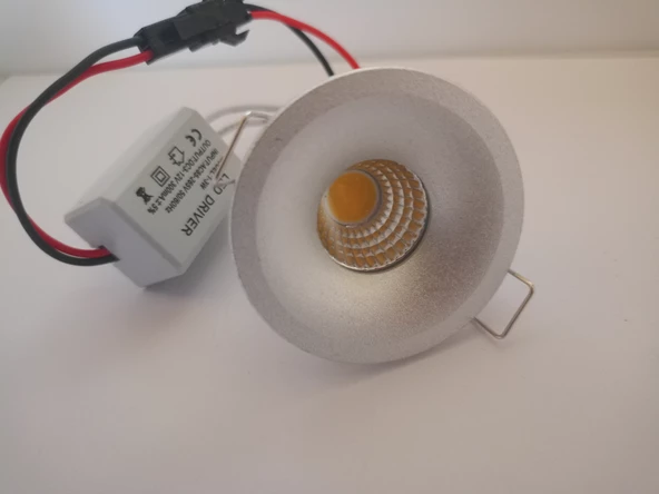 5W Mini Led Spot Gümüş Renk Kasa 45mm Genişlik