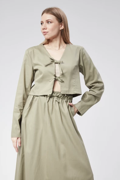 VıoShıne Kadın Gabardin Kumaş Etekli İkili Takım - 6
