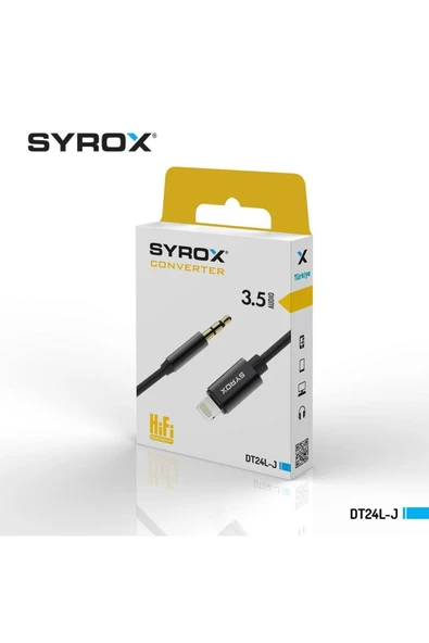 Syrox DT24L-J Lightning To 3.5mm Jack Çevirici, Dönüştürücü Aparatı Siyah ve Beyaz Renk Seçeneği