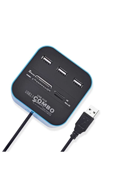 Concord C-847 3 Port Usb 2.0 Hub - Usb Çoklayıcı + Usb Kart Okuyucu