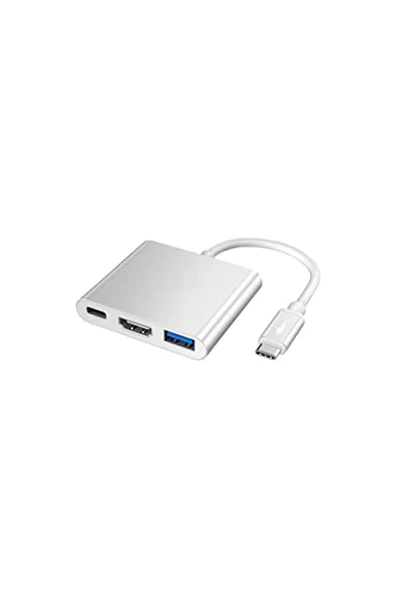 Concord 3in1 Type-c To Hdmı Hub Port Adaptör Pd Usb 3.0 4k Hdmı Çıkışlı Uyumlu