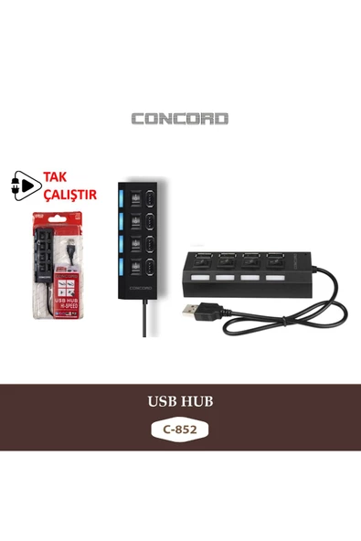 Concord C-852 Usb Hub 4 Port Usb Çoğaltıcı