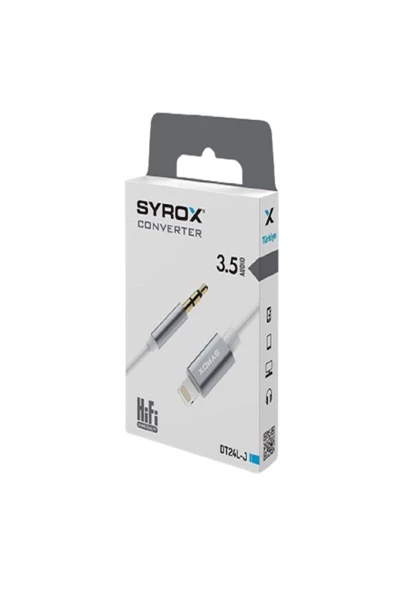 Syrox DT24L-J Lightning to Jack 3.5 mm Kulaklık Dönüştürücü Tüm İos Telefonlar İle Uyumlu Aux Dönüştürücü