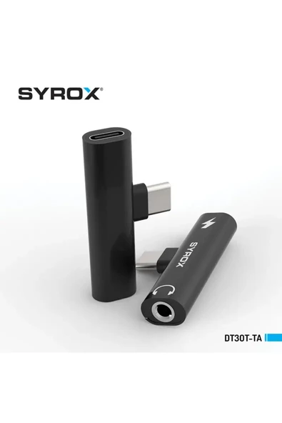 Syrox Dt30t-ta 2'in 1'i Hem Şarj Hem Aux Ses 3.5 Mm /çift Giriş Type-c Aux 3.5 Mm Ses Dönüştürücü