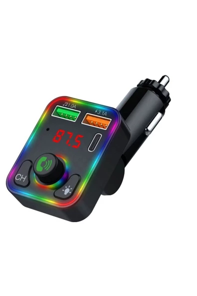 Concord C-618 Bluetooth Görüşme Ve Müzik Dinleme Ekranlı Rgb Fm Transmitter Pd 3.1a Çift Usb Şarj