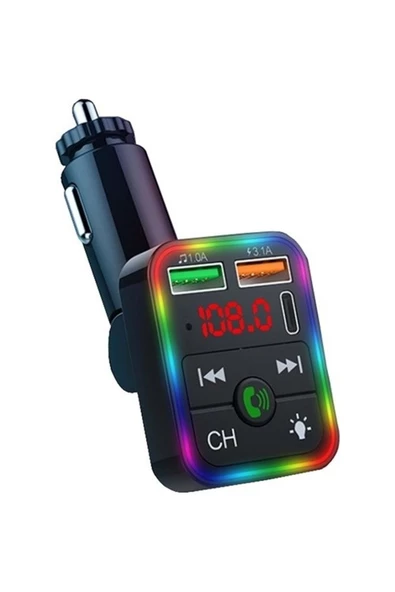 jetucuzal Concord C-618 Bluetooth Görüşme Ve Müzik Dinleme Ekranlı Rgb Fm Transmitter Pd 3.1a Çift Usb Şarj