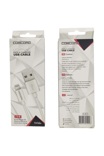 Concord Lightning Data Ve Şarj Usb Kablo Concord C-411