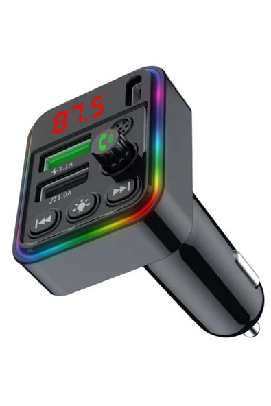 Concord C-617 Bluetooth Görüşme ve Müzik Dinleme Ekranlı RGB Fm Transmitter PD + 3.1A Çift USB Şarj