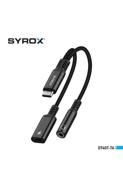 Başkenttekno Syrox DT40T-TA Type 3.0 Type-C /Type-C / Type- C Dönüştürücü Kulaklık Şarj Dönüştürücü Hasir Kablolu