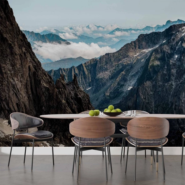 Dağ ve Gökyüzü Bulut Manzaralı Duvar Kağıdı - Resim 5