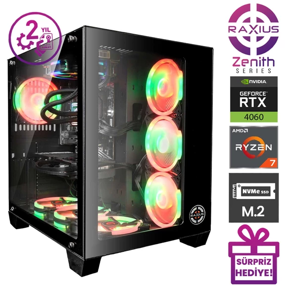 RaXius Zenith Z1 R7 4060-57X10 Ryzen7 5700X 16GB 1TBSSD RTX4060 W11P Gaming Masaüstü Bilgisayar - 2