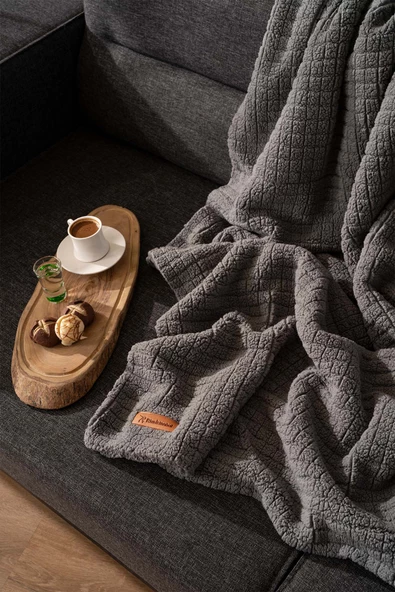 Rivaİstanbul Wellsoft Tek Kişilik Kareli Battaniye - Peluş Tv Battaniyesi 100x170 cm Gri - 4